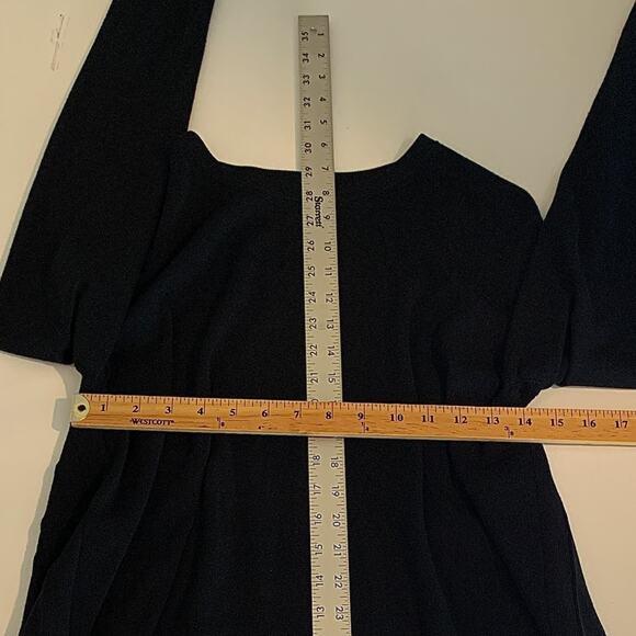 Lafayette 148 Top Womens M Black Pleated Swing Back Long Sleeve Tunic Blouses - Picture 8 of 13
